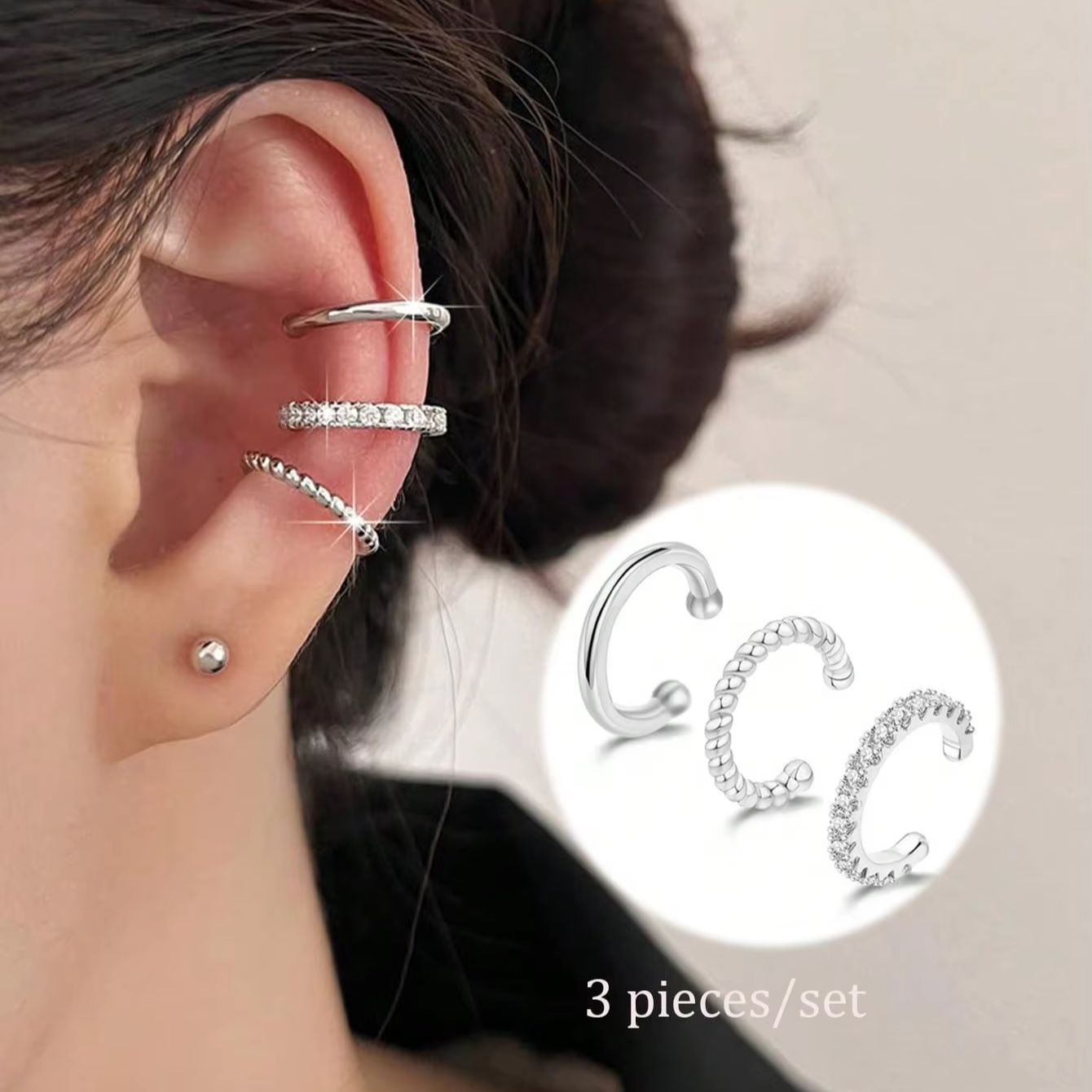 Body Jewelry Hypoallergenic - 3-delige oorklemmen voor vrouwen, modieus, trendy,