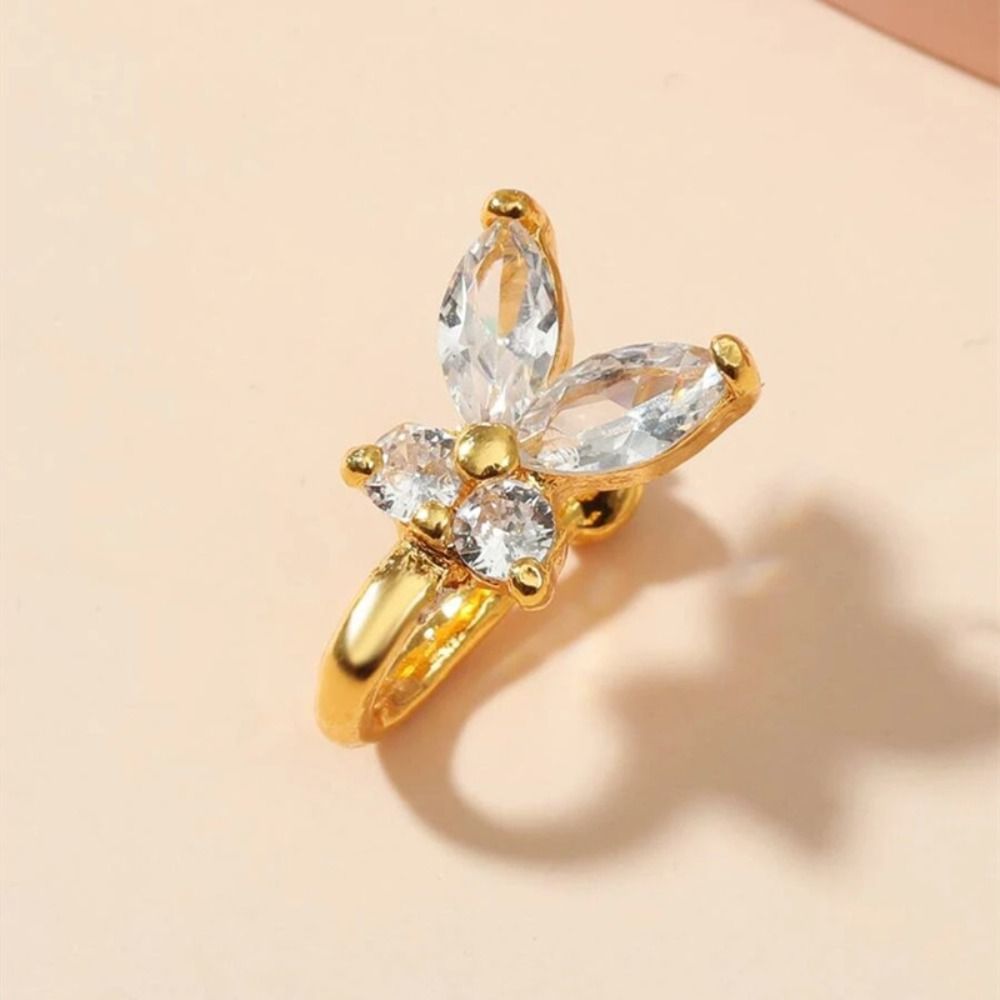Body Jewelry And Earrings - Rhinestone vlinder neusring zirkoon koper clip-on