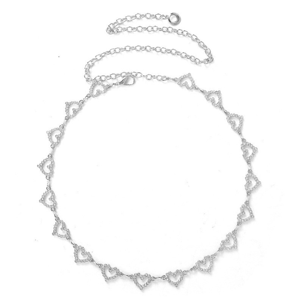 Body Jewelry Y2K - Modeketting met kwastjes, hartvormig, strass steentjes,