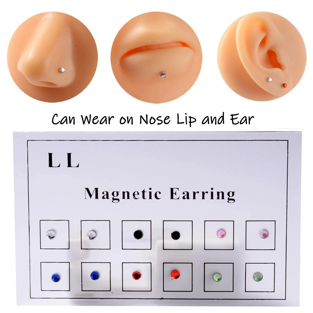 Body Jewelry And Earrings - 12PCS/Card Fake Cheater Niet Doorboord Magneet