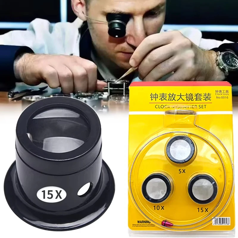 Body Jewelry Websites - Horlogereparatie loepset, 5X 10X 15X clip-on