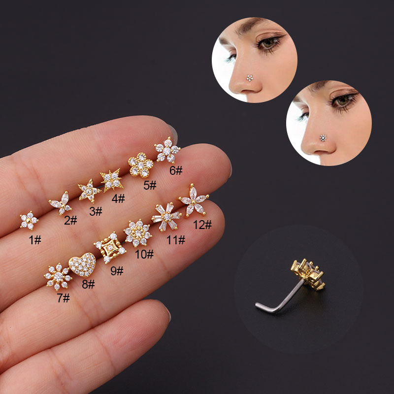Body Jewelry Indian - 1Pc L Vormige Neus Studs Rvs