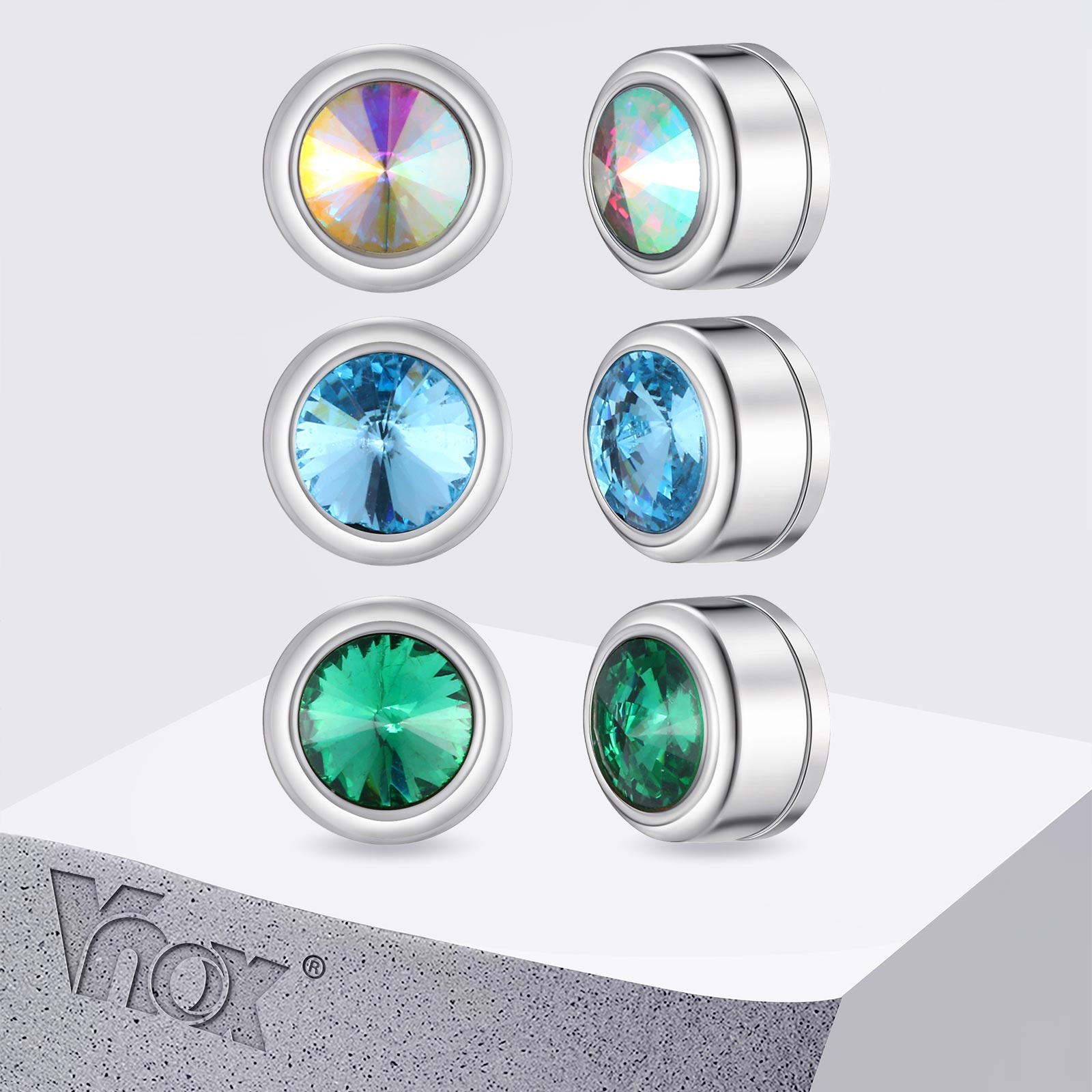 Body Jewelry Hypoallergenic - Vnox magnetische zirkoon-oorknopjes voor mannen, 8