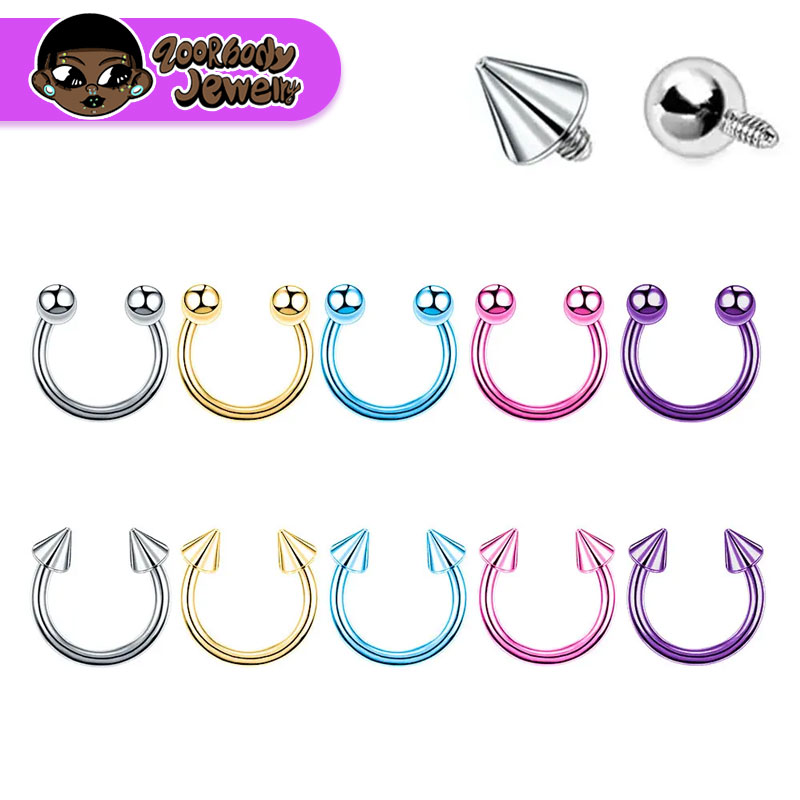 Zoor Body Jewelry - 5pcs ASTM F136 Titanium Hoefijzer Piercing