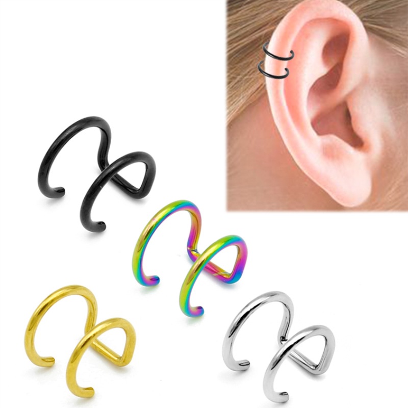 Body Jewelry And Earrings - 2 stuks 316L roestvrijstalen clip-on oormanchetten