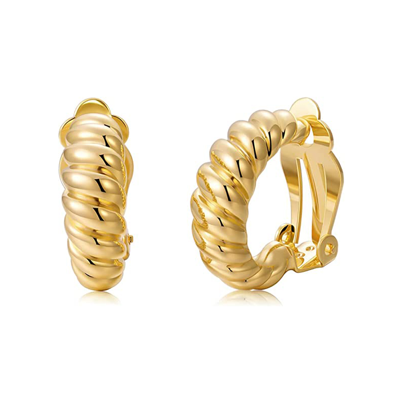 Body Jewelry Hypoallergenic - Roestvrijstalen Croissant Chunky Gold Hoepel Clip
