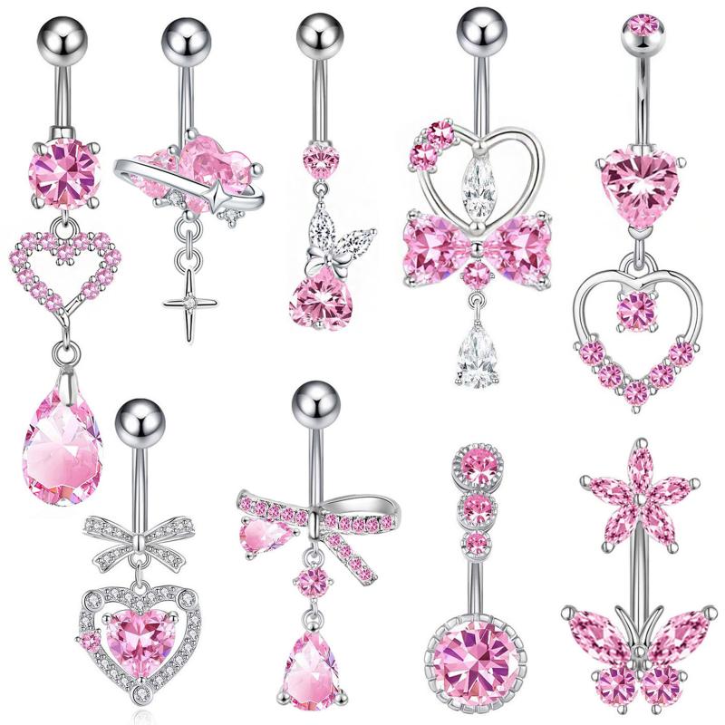 Body Jewelry Hypoallergenic - Hypoallergene roestvrijstalen navelring met sprankelende zirkonia,