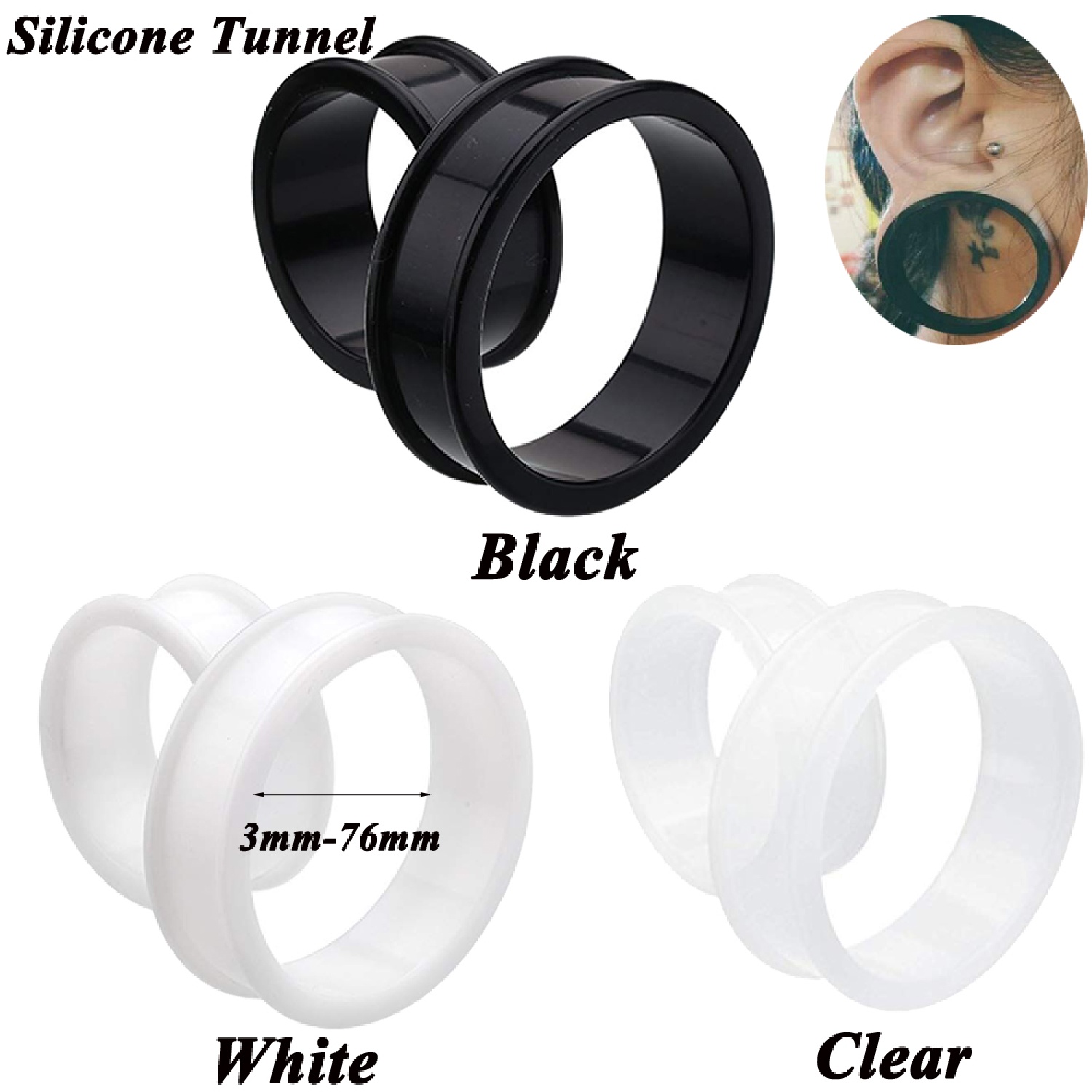 Body Jewelry Gauges - 2pcs Supersize Flexibele Silicone Dubbele Geflamde
