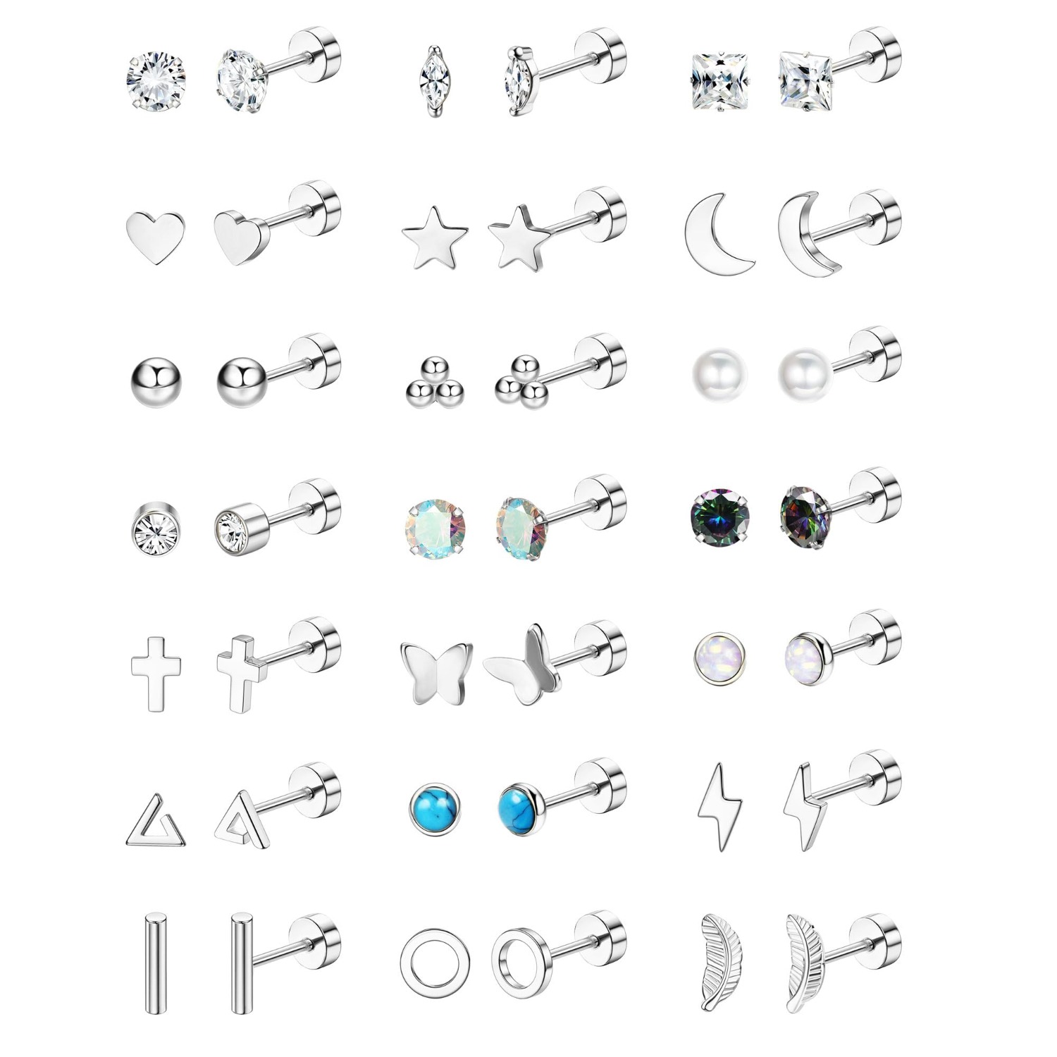 Body Jewelry Hypoallergenic - Florideco 1 paar hypoallergene platte achterkant
