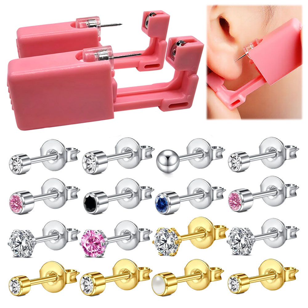 Body Jewelry Cleaner - 1PC/4PCS Roze Wegwerp Oor Piercing Gun