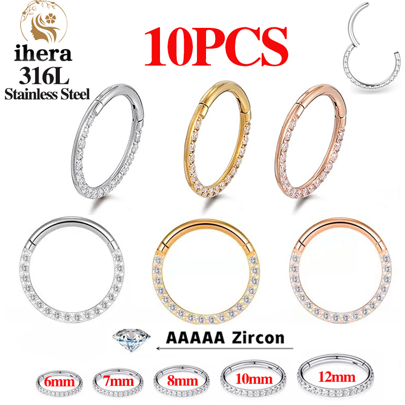 Body Jewelry And Earrings - 1/10PCS Rvs Neuspiercings Septum Clicker CZ