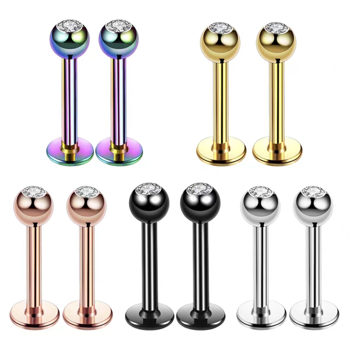 Body Jewelry And Earrings - 16G Chirurgisch staal bal top CZ