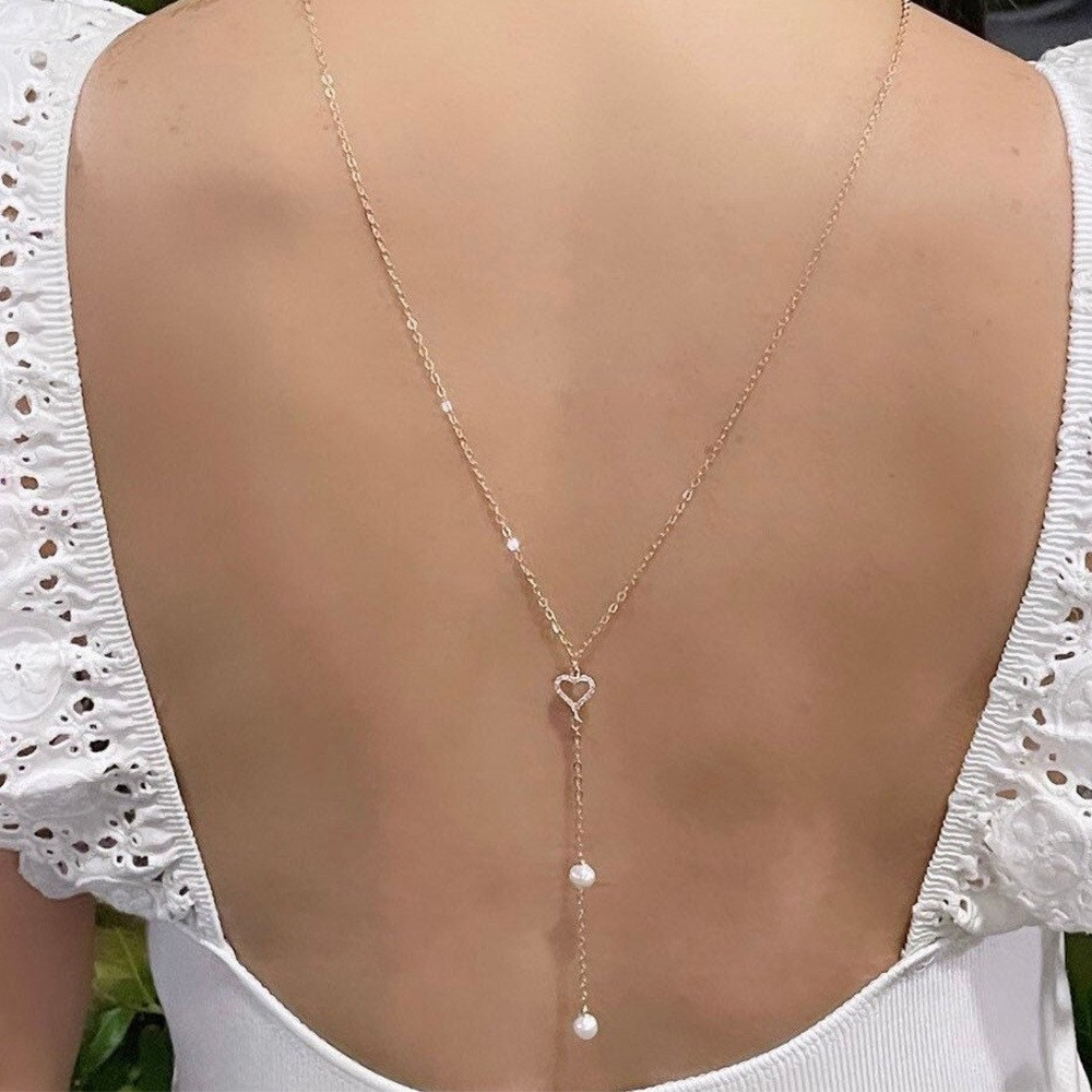 Body Jewelry For Backless Dress - Holle Hart Bruids Terug Ketting Sieraden