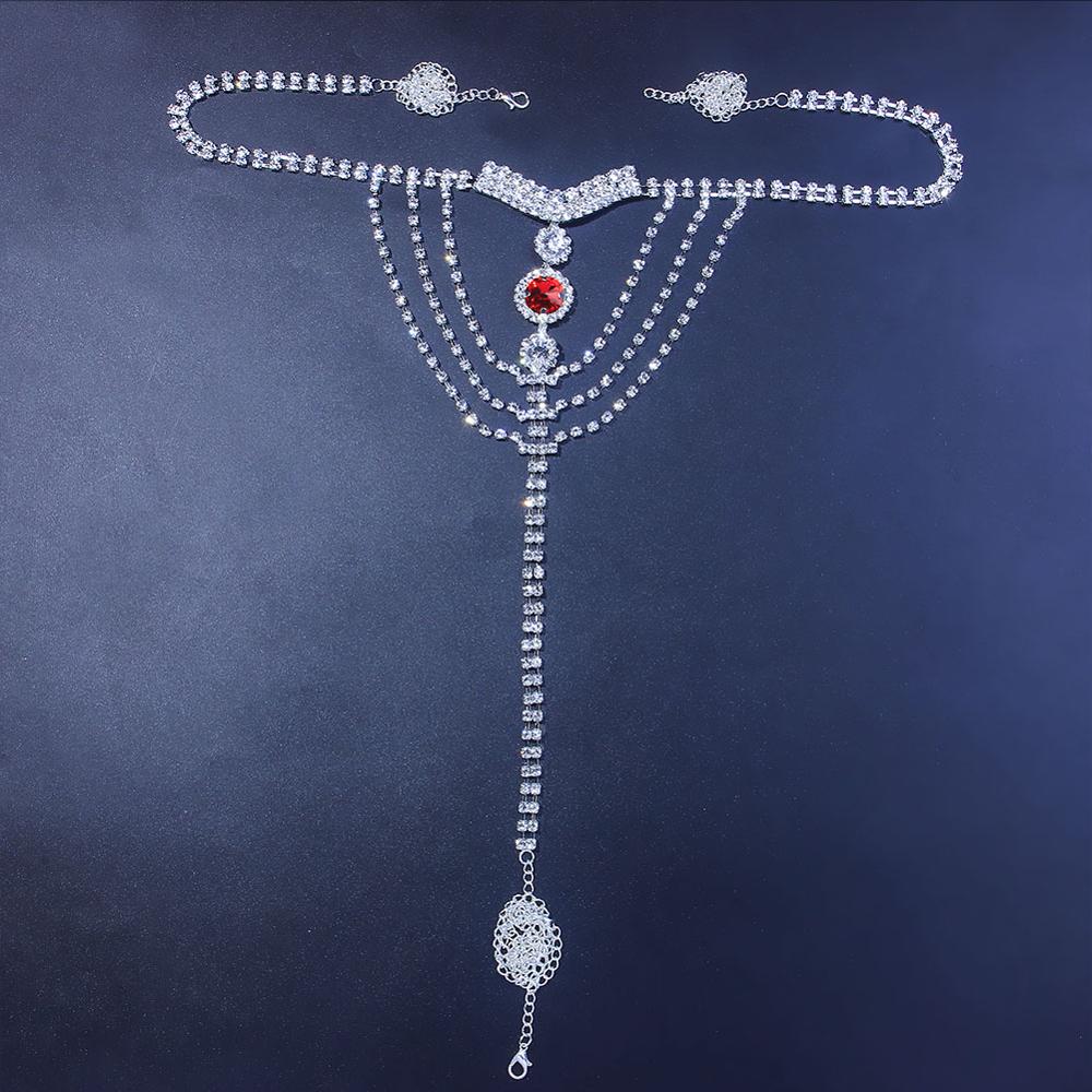 Sexy Body Chain Lingerie Rode  - Body Jewelry Rhinestone recensie en prijs
