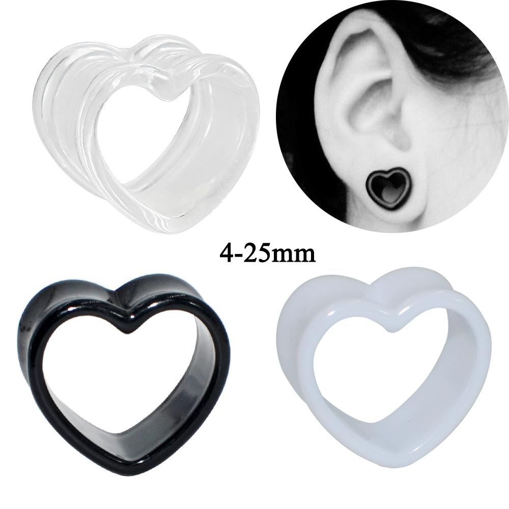 Acryl liefde zwart wit hartvor - Body Jewelry Gauges recensie en prijs