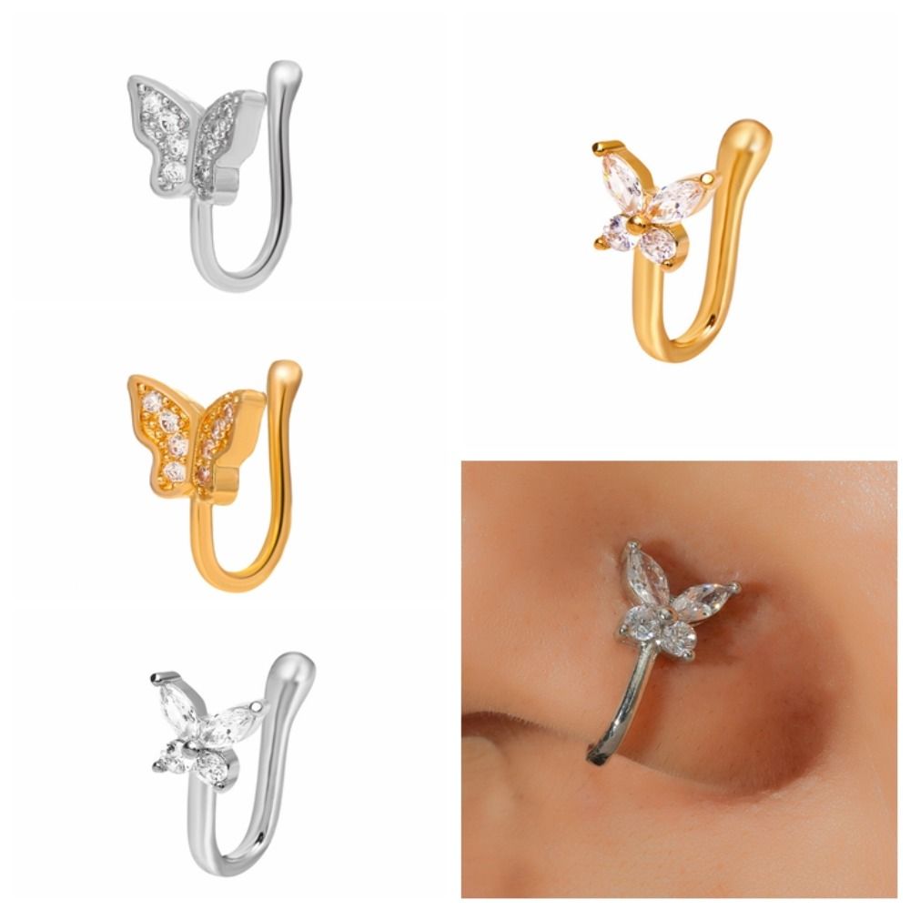 Rhinestone vlinder neusring zi - Body Jewelry And Earrings recensie en prijs