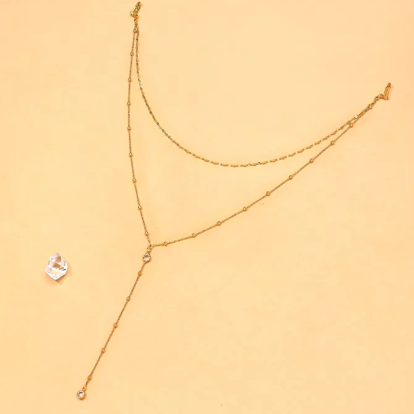 Delicaat verguld CZ kralen ket - Body Jewelry For Backless Dress recensie en prijs