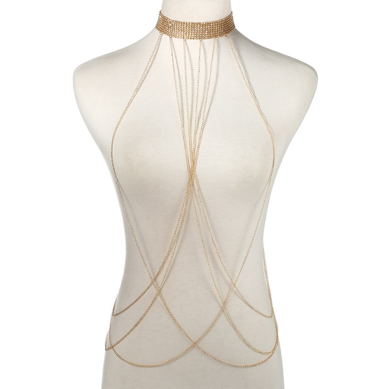 Goud Kleur Body Chain Vrouwen  - Body Jewelry Rhinestone recensie en prijs