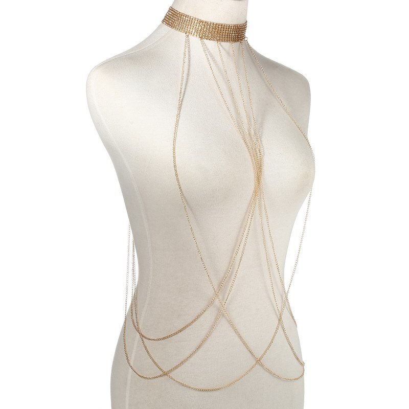 Goud Kleur Body Chain Vrouwen  - Body Jewelry Rhinestone recensie en prijs