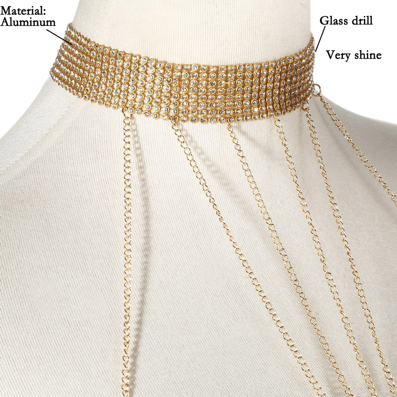 Goud Kleur Body Chain Vrouwen  - Body Jewelry Rhinestone recensie en prijs
