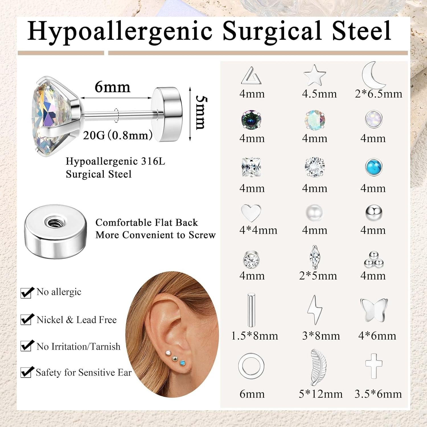 Florideco 1 paar hypoallergene - Body Jewelry Hypoallergenic recensie en prijs
