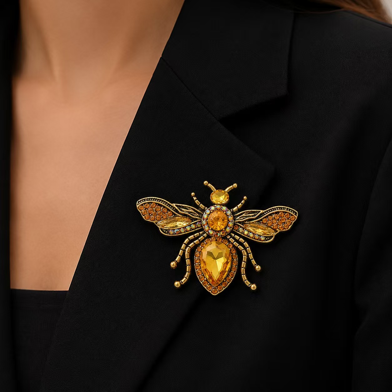 Retro gouden bijenbroche, gele - Body Jewelry Websites recensie en prijs